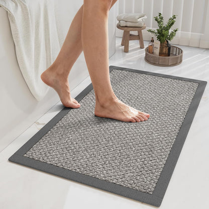 YDKGL Non Slip Bath Mat, Rubber Backing Ultra Thin Bathroom Rugs Fit Under Door Quick Dry Super Absorbent Washable Bath Rug Shower Mat for Bathroom Floor Bathtub Shower Sink, Easy Care Blue 16"x 24"