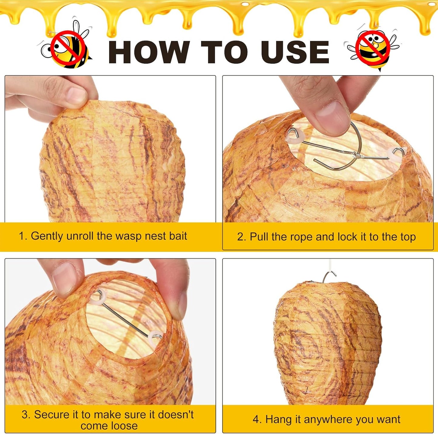 Qualirey 12 Pcs Paper Wasp Nest Hanging Decoy for Tree, Front Back Porch, Back Deck, Outdoor Home Garden, Fake Hornet Nest Waterproof Wasp Trays Repellent