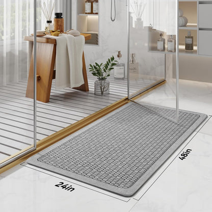 YDKGL Ultra Thin Bathroom Rugs Mat Quick Dry Absorbent Non Slip Bath Mat Bath Mats for Bathtub Mat Bathroom Carpet Fit Under Door Washable Floor Rubber Half Round Bath Rugs Grey 16x24