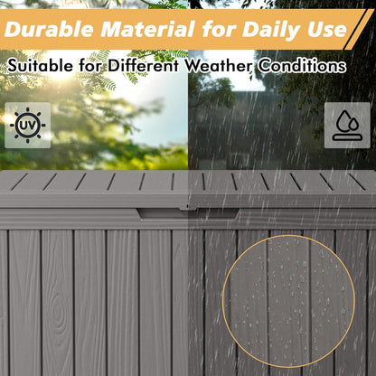 Fancyango 75 Gallon Outdoor Deck Box Waterproof, Large Storage Box for Patio, Resin Storage Bench Lockable for Garden Tools, Package Delivery, Black