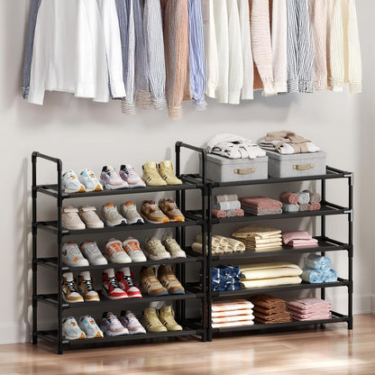 Shoe Rack, 10 Tier Shoe Storage Organizer with Hooks,Fit 40-45 Pairs Shoes,Metal Tall Shoe Shelf for Closet,Entryway, Hallway,Garage,Bedroom,Cloakroom