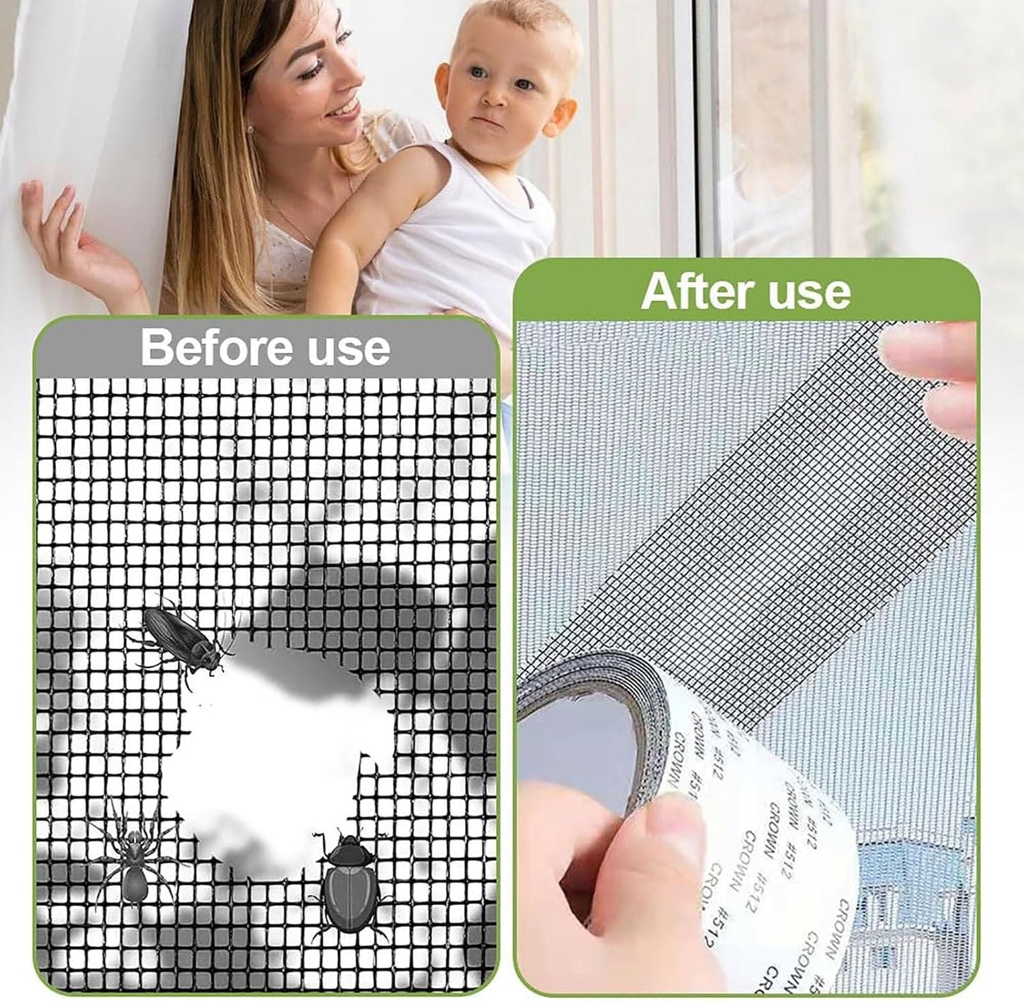 Window Screen Repair Kit Tape for Window Screen and Screen Door Tears Holes, Emboadlie Strong Adhesive Screen Repair Tape, Household Self-Adhesive Screen Window Repair Patch(Gray)