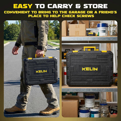 KELIN 155-Piece Household Hand Tool Set with Toolbox, Portable Home Repair Tool Kit for Garage, Car, DIY – Includes Ratcheting Screwdriver, Sockets, Pliers, Hammer, Level, Tape Measure & More