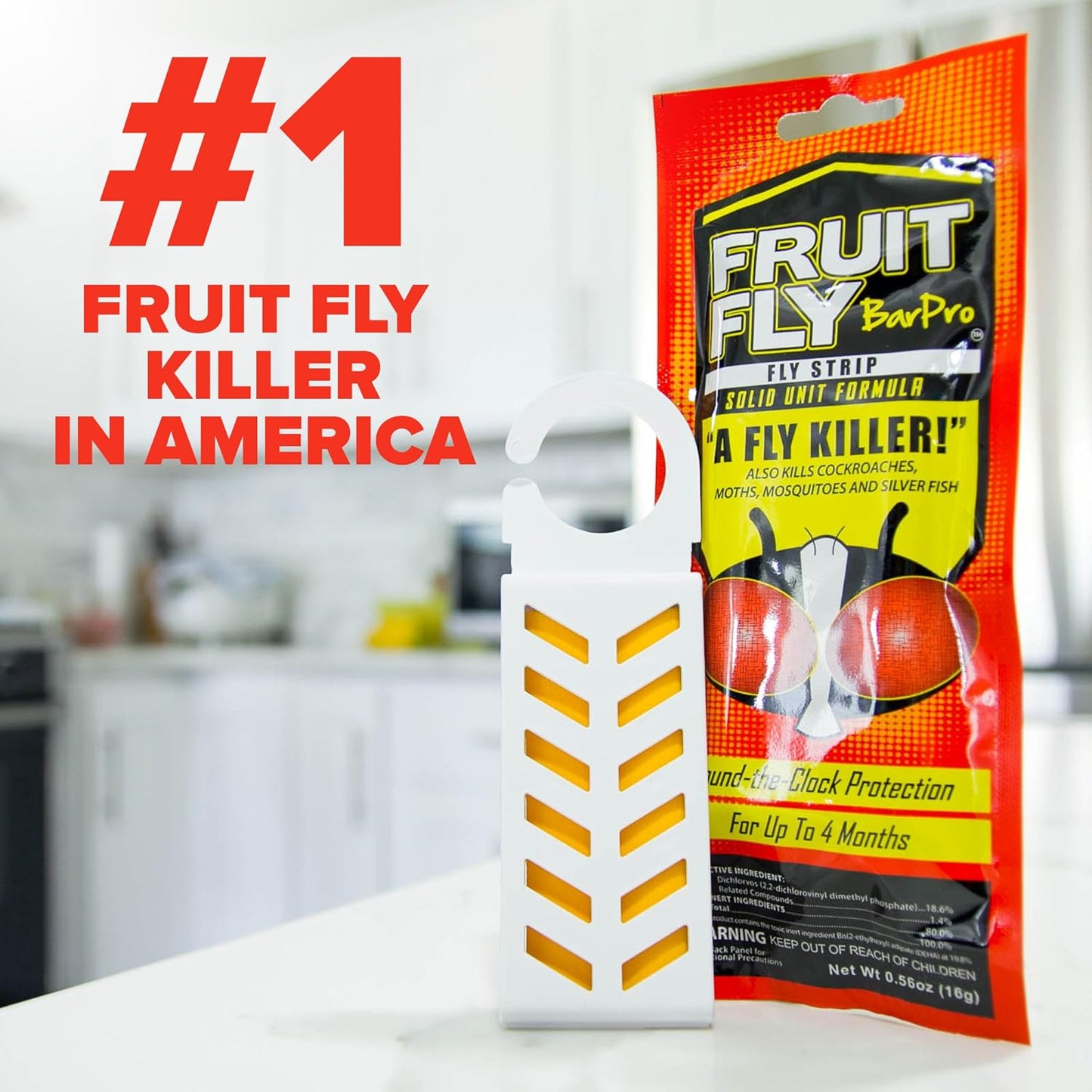Fruit Fly BarPro – 4 Month Protection Against Flies, Cockroaches, Mosquitos & Other Pests – Non-Toxic & Portable for Indoor & Outdoor Use