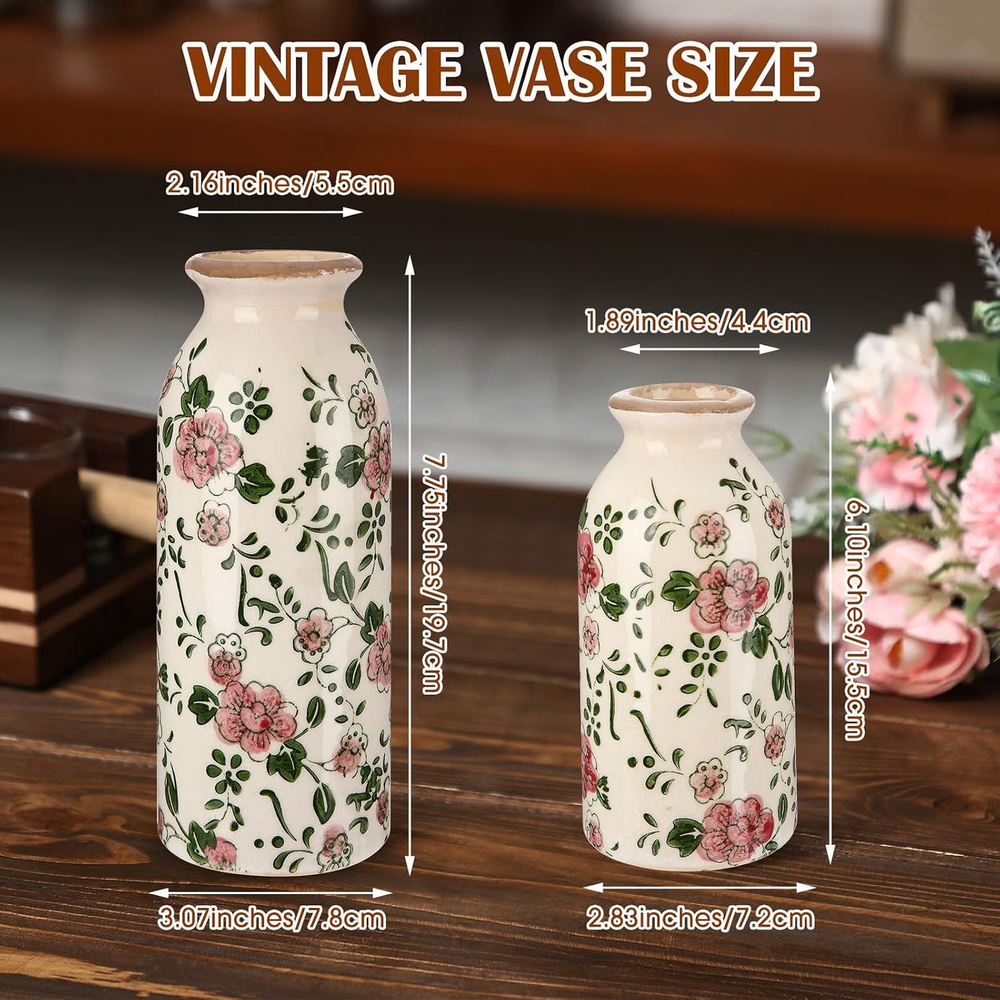 2 Pcs Ceramic Small Vase Rustic Farmhouse Vase Boho Vases Home Decoration for Your Kitchen Bedroom Office Bathroom & Shelf Centerpiece Table Decorative(Simplicity)