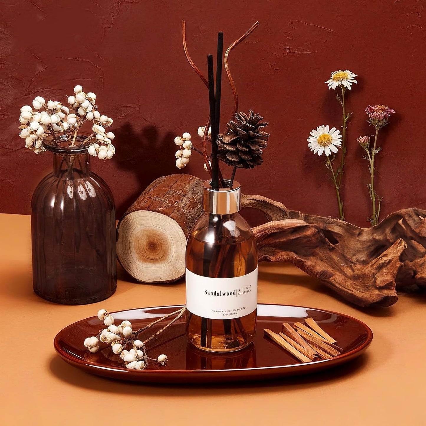 Clesh Reed Diffuser Set, 6.7 oz Eucalyptus Scented Diffuser with Sticks, Home Fragrance Reed Diffuser for Bathroom Shelf Decor