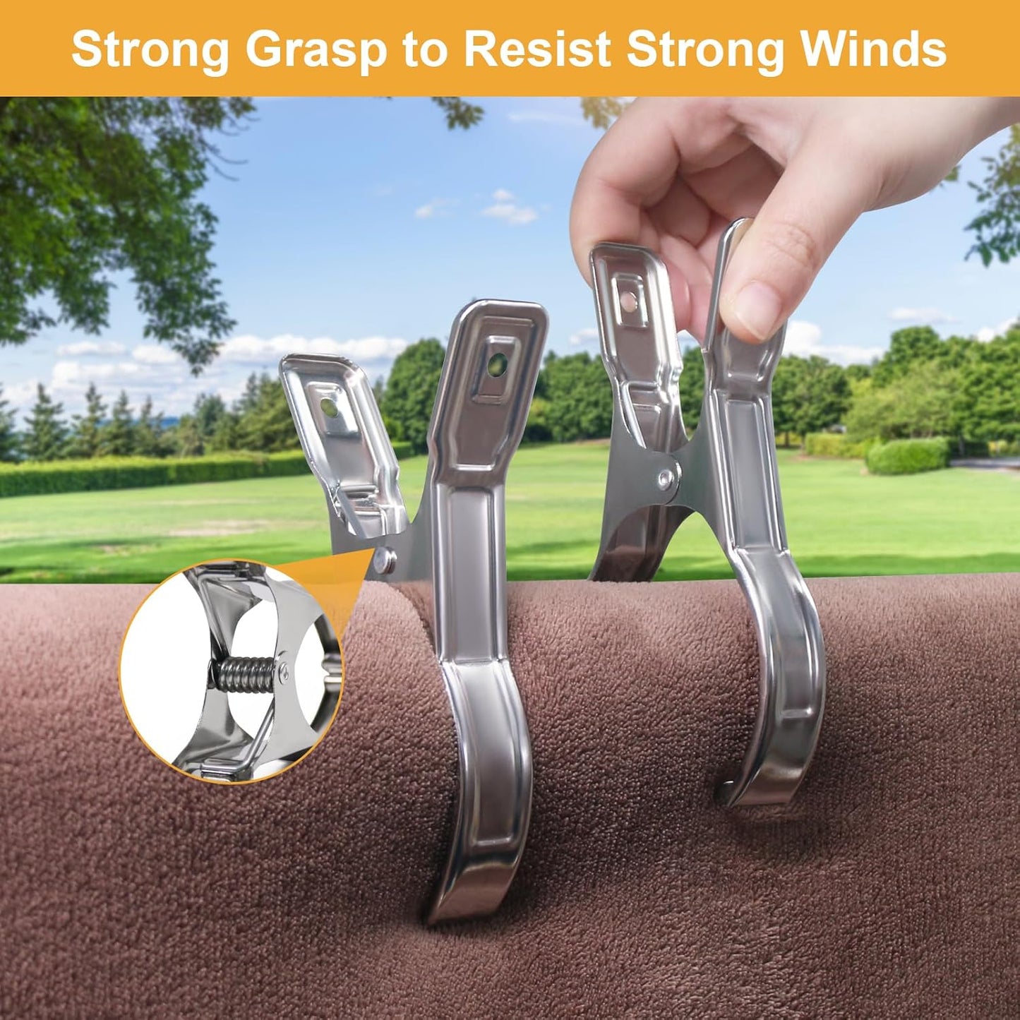 Coideal Beach Towel Chair Clips - 10 Pack Pool Cover Clips Stainless Steel Quilt Clamps Metal Large Heavy Duty Clothes Pins Windproof for Sunbed Lounge Cruise
