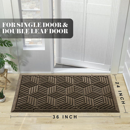 Yimobra Front Door Mat, All-Season Waterproof Outdoor Mat for Entrance with Drainage Holes, Heavy Duty Non-Slip Doormat for Garage Patio Entryway Indoor, 29.5x17, Red