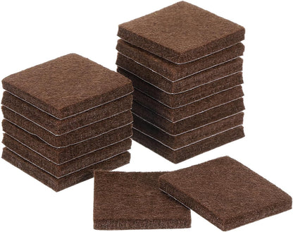 uxcell Furniture Pads, 16Pcs 2.5" - Square Self Adhesive Felt Furniture Pads, Floor Protectors for Furniture Feet Chairs Legs Hardwood Floors (Brown)