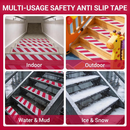 Anti Slip Tape, 4 Inch x 42 Ft Grip Tape for Stairs Outdoor/Indoor, Waterproof Non Skid Roll for Stair Treads Non Slip, High Traction Friction Abrasive Adhesive Stair Steps, Caution Yellow/Black
