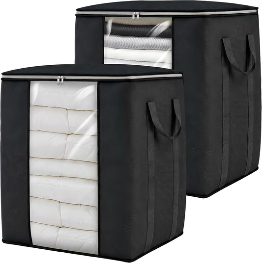 Fixwal Extra Large Blanket Storage Bags 120L Comforter Storage Bags with Reinforced Handles Breathable Clothes Storage Containers for King Comforter Bedding Pillow Sheet Grey
