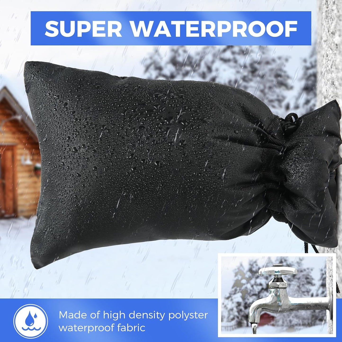 Outdoor Faucet Covers for Winter Freeze Protection, 2 Pack 6.7" x 9.5" Hose Bib Cover, Water Spigot Covers Winter Insulated, Pipe Wrap Insulation Cover Socks Outside Faucet Freeze Protector