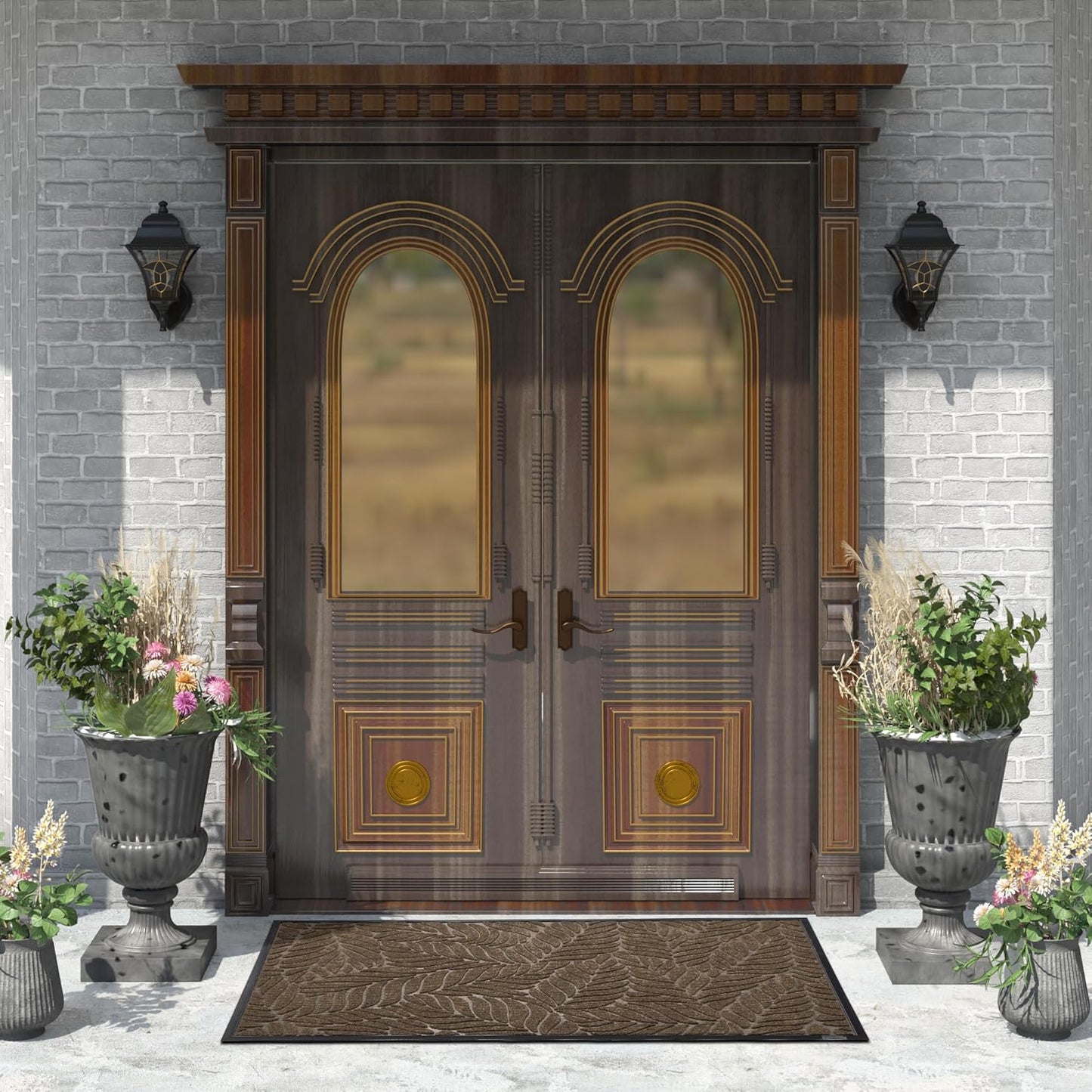 Yimobra Front Door Mat Outdoor Indoor, 29.5x17 All-Season Waterproof Door Mat Outside Entrance, All-Weather Non-Slip Outside Doormat for Garage Patio Entryway, Brown