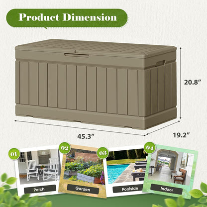 Flamaker Outdoor Storage Box 80 Gallon Resin Waterproof Deck Box Delivery Box with Wood Texture Large Storage Bin for Patio Cushions, (Grey)