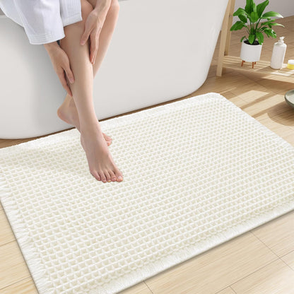 Smiry Waffle Bath Mat 30x20, Extra Soft Absorbent Bathroom Rugs, Non Slip Machine Washable Quick Dry Bath Rugs for Bathroom Floor, Tub, Shower, Home Decor Accessories, Brown