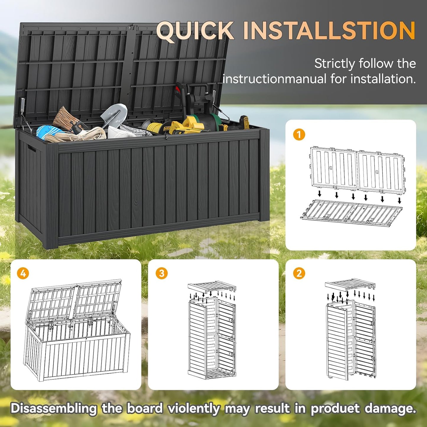 Outdoor Storage Box, 31 Gallon Resin Deck Boxes Outdoor Waterproof For Patio Furniture, Garden Tools, Pool Supplies, Lockable And UV Resistant (Rattan Gray)