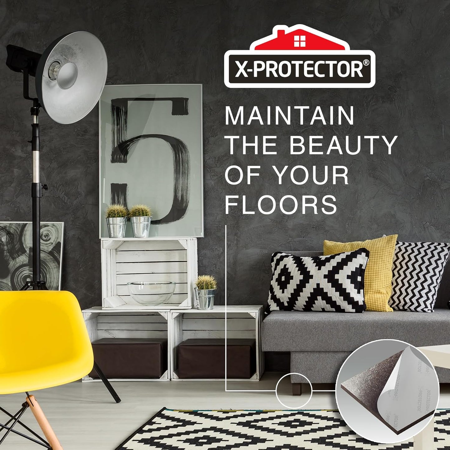 X-Protector Premium Felt Furniture Pads - 20 PCS 6 x 1/2" - Black Rectangular Pads with Tenacious Adhesive - Protects Hardwood, Laminate & Tile Floors
