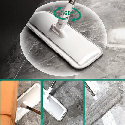 18" Professional Microfiber Mop Floor Cleaning System, Flat Mop with Stainless Steel Handle, 4 Reusable Washable Mop Pads, Wet and Dust Mopping for Hardwood, Vinyl, Laminate, Tile Cleaning