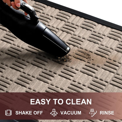 Mibao Front Door Mat, Heavy Duty Durable Welcome Mat for Outdoor Indoor, Dirt Trapper Waterproof Super Absorbent Door Mat for Entryway Outside Patio Porch, 29.5" x 17", Grey