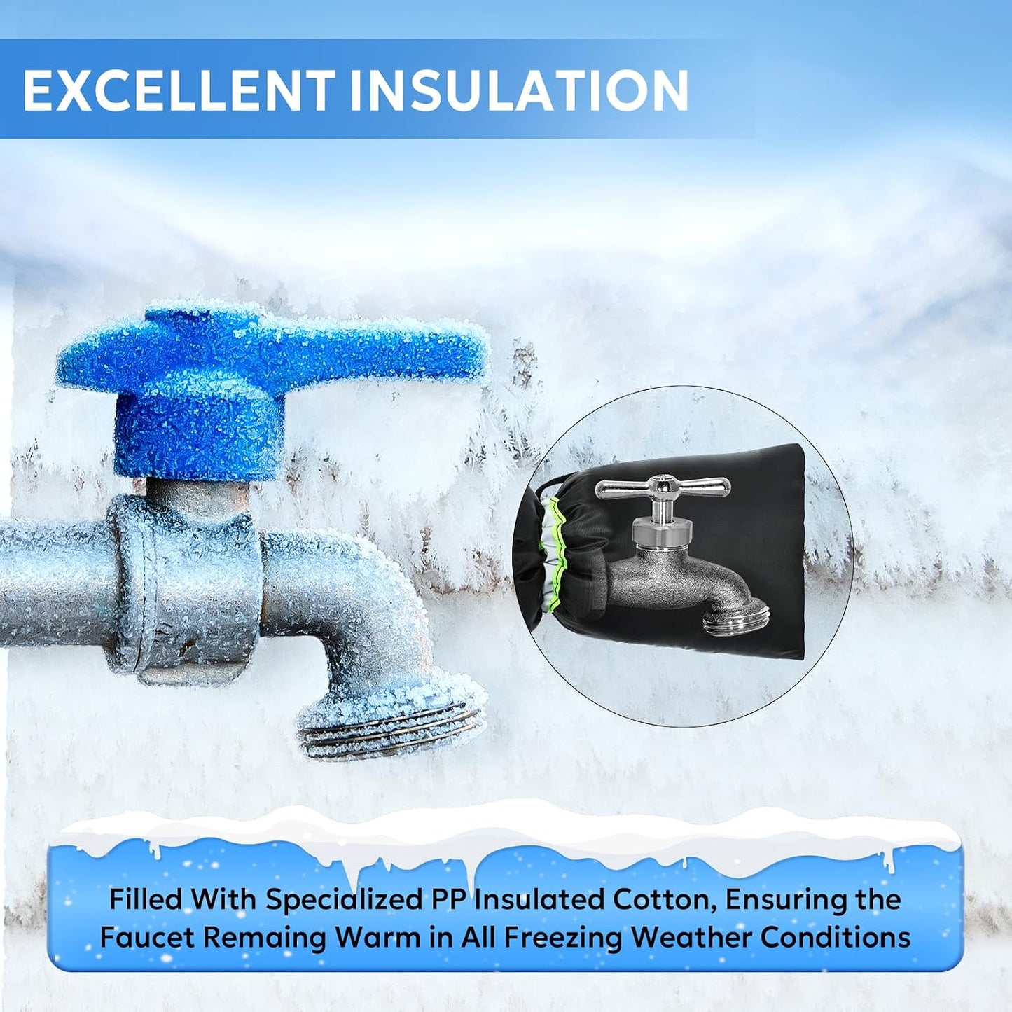 MIXC Outdoor Faucet Cover for Winter - 4 Packs 7.09''W x 10.24''H Water Socks Freeze Protection Pipe Insulation Reusable Waterproof Insulated Spigot Backflow Cover