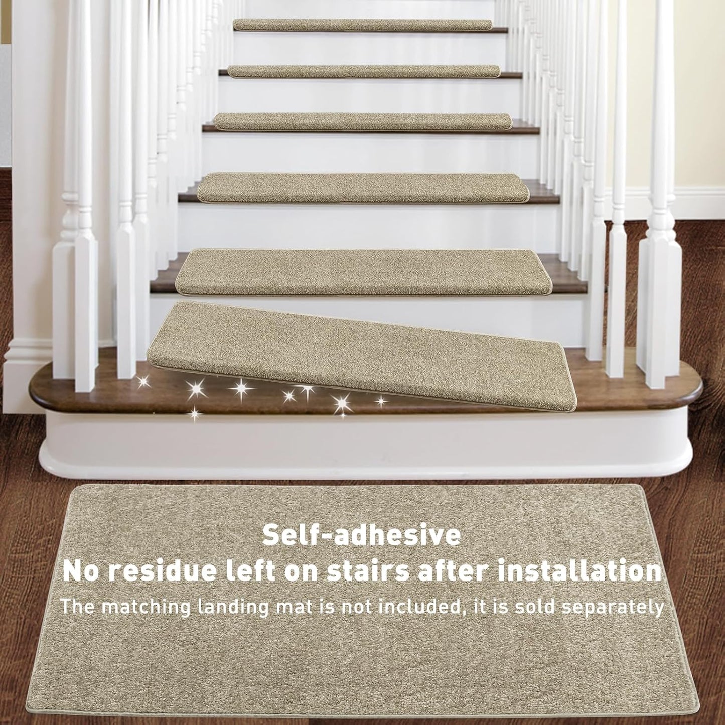 PURE ERA Carpet Stair Treads Tape Free Non Slip Indoor Stair Carpet Stair Protectors Pet-Friendly Non-Slip Skid Resistant Washable Reusable 8" x 30"(2 Pieces,Black)