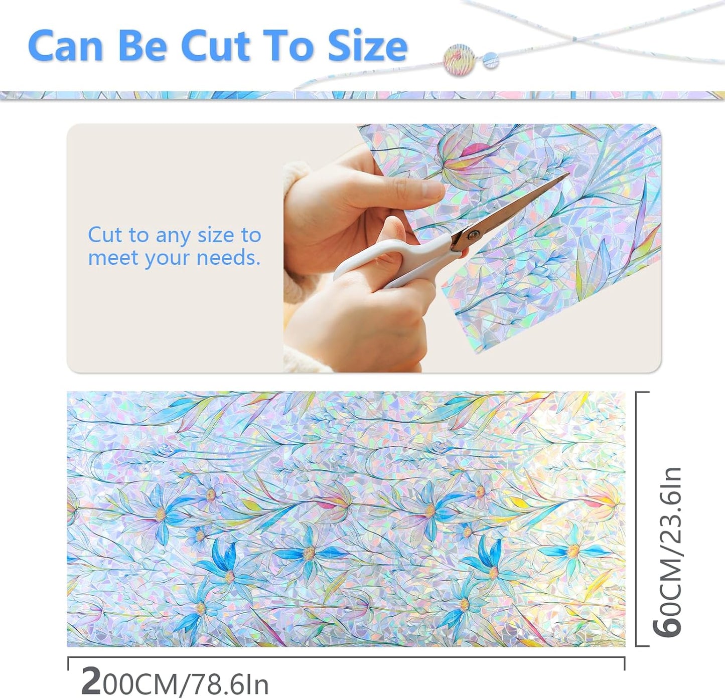 Finnez Window Privacy Film 3D Static Cling Window Film, No Glue Heat Control & 96% UV Blocking for Home Office, Decorative Frosted Glass Cover 17.5 Inch x 6.5 Feet
