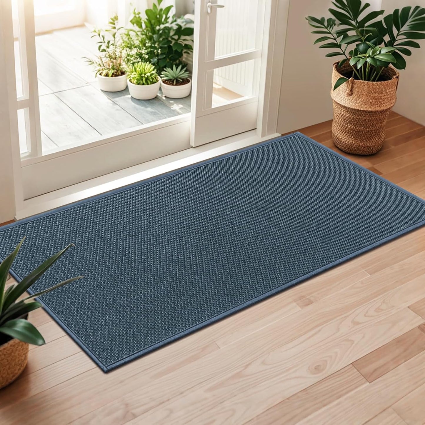 LEKEEPGO Door Mat 17"x29", Non Slip Door Mat Indoor Entrance, Rubber Backing Indoor Door mats Washable Absorbent Low-Profile Doormat Front Entryway Entry Resist Dirt Inside Door Mats, Khaki
