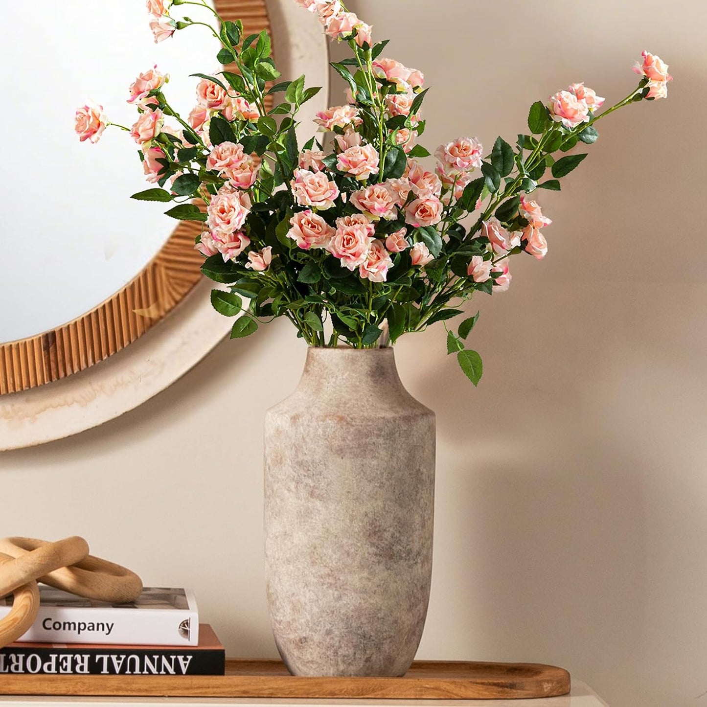 Ceramic Vase Set of 3, Modern Decorative Vases for Home Decor, Small Flower Pottery Vase Sets, Boho Farmhouse Rustic Vases for Living Room, Kitchen, Bedroom, Bathroom, Shelf, Table