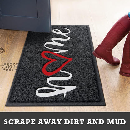 CozyBounty Black Door Mat Welcome Mats Outdoor Indoor Non-Slip Doormat for Entryway Low-Profile Floor Mat for Yard, Garage, High Traffic Areas (30"x17.5", Black)