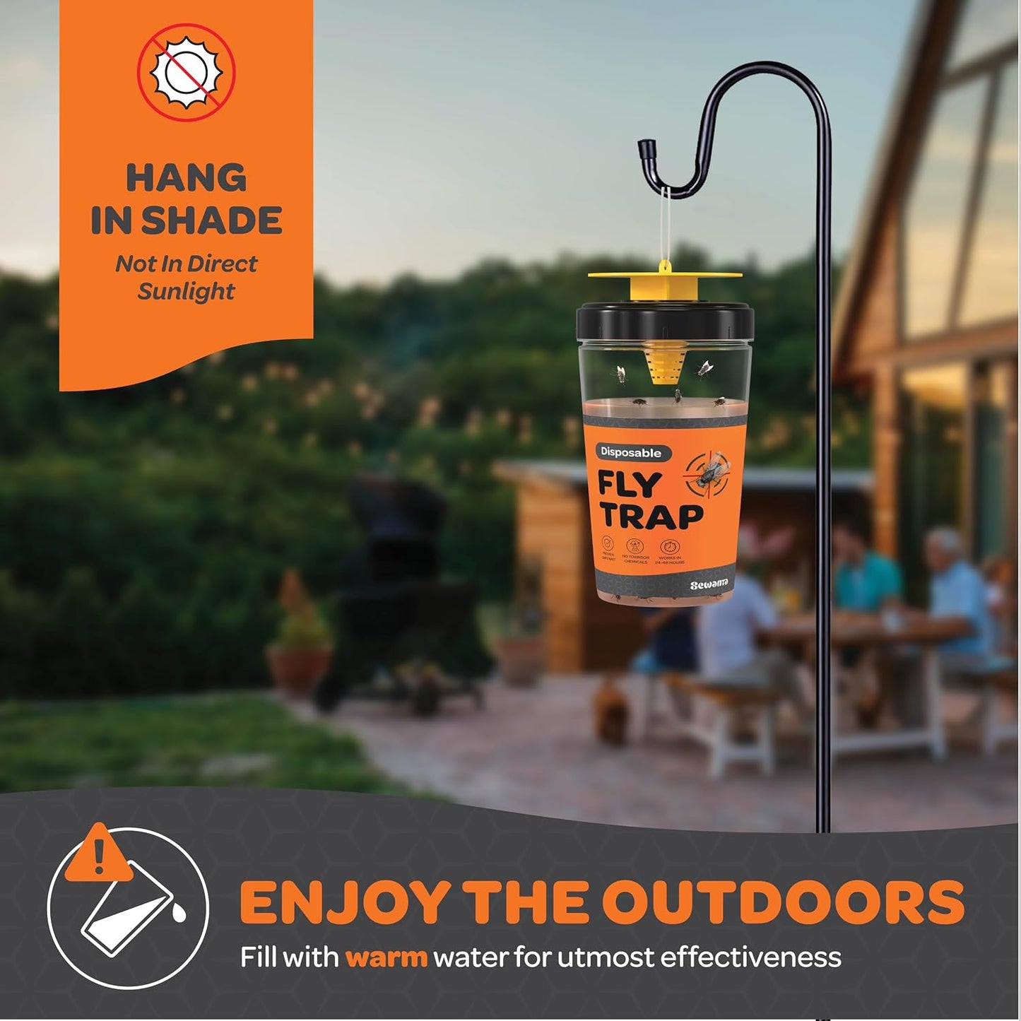 Fly Traps Outdoor [Set of 2] with Dissolvable Non-Toxic Bait - Reusable Hanging Bug Catcher Killer for All Flies for Outside Bug Control Patios, Barns, Ranches Etc. Hanging Fly Traps with Tie Included