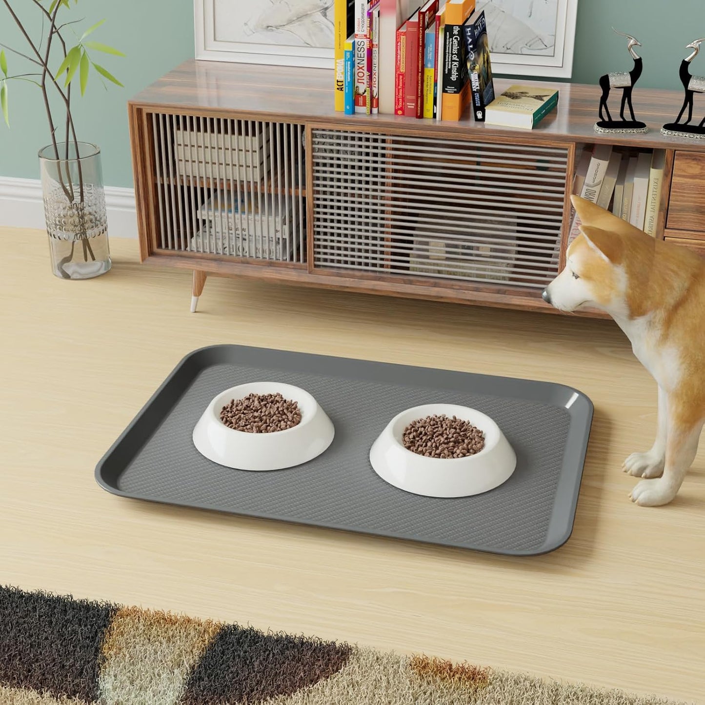Boot Tray Indoor/Outdoor Utility Shoes Mat for Entryway, Multipurpose Pet Food Tray, Dog Cat Bowl Mat, Grey (Pack of 6)
