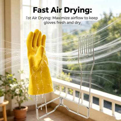 Stainless Steel Glove Holder Collapsible Dish Rack Stand Organizes Dish Gloves, Fits Rubber Gloves for Dishwashing