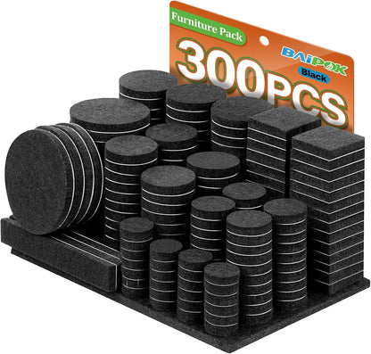 Furniture Pads 300 Pack Premium Furniture Felt Pads (Beige), Huge Quantity Self Adhesive Anti Scratch Floor Protector for Furniture Legs Hardwood with 60 Cabinet Door Bumpers