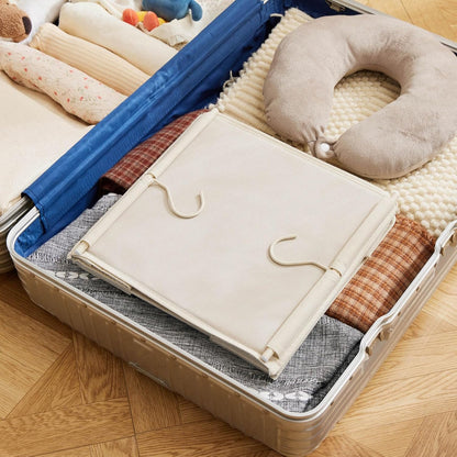 MAX Houser 4-Shelf Hanging Closet Organizer, Space Saver, Cloth Hanging Shelves with 2 Side Pockets, Foldable (Beige)