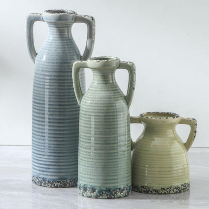 Bud Vase - Flower Vase Set - Decorative Vases - Ceramic Small Vase Set of 3 for Centerpieces - Ice Creak for Decor - Modern Decoration Vases for Home Farmhouse Table Office, Mini Vase by Lyeec