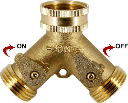 Lifynste 2 Way Brass Hose Splitter, 3/4" Brass Hose Connectors, Y Connector Garden Hose Adapter Connector, 1 Pack
