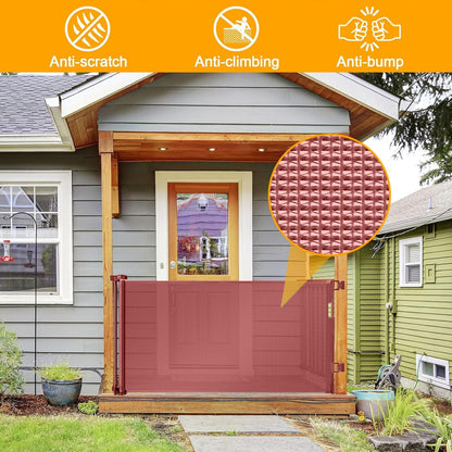 33” Tall X 50” Wide Retractable Baby Gates for Doorways One-Hand Easy Operation Retractable Dog Gate Outdoor Scratch-Resistance Mesh Pet Gate Indoor 4.17Ft Long Doggy Gates for Inside Dog Fence, Brown