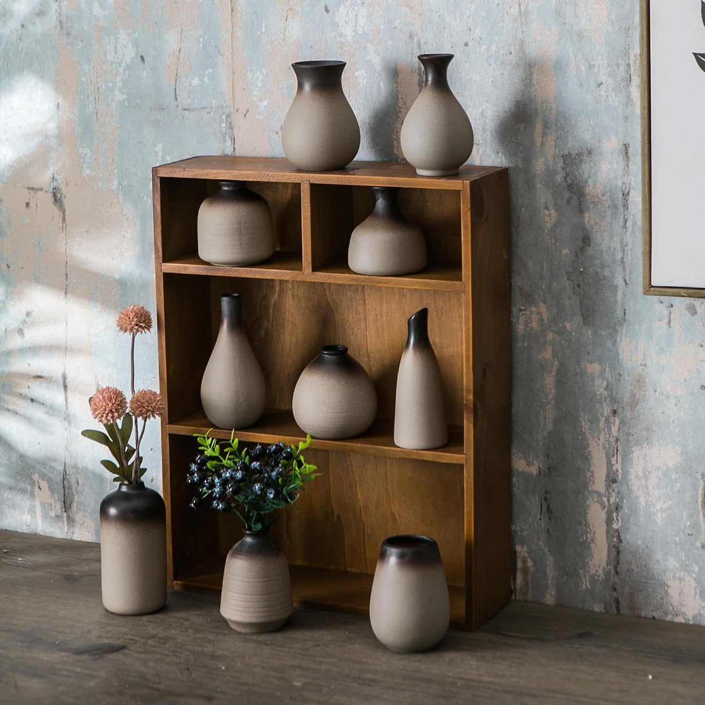 JOJUNO White Bud Vases, Small Ceramic Vase Set of 11, Mini Pottery Vases for Flowers, Decorative Pieces for Home Modern Decor, Boho Decor, Chic Accents for Living Room Dining Table Shelves