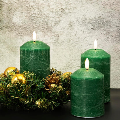 Eywamage White Flameless Pillar Candles with Remote, Flickering LED Candles Battery Powered Real Wax Set of 3