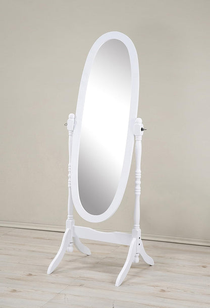 Roundhill Furniture Traditional Queen Anna Style Wood Floor Cheval Mirror, Cherry Finish