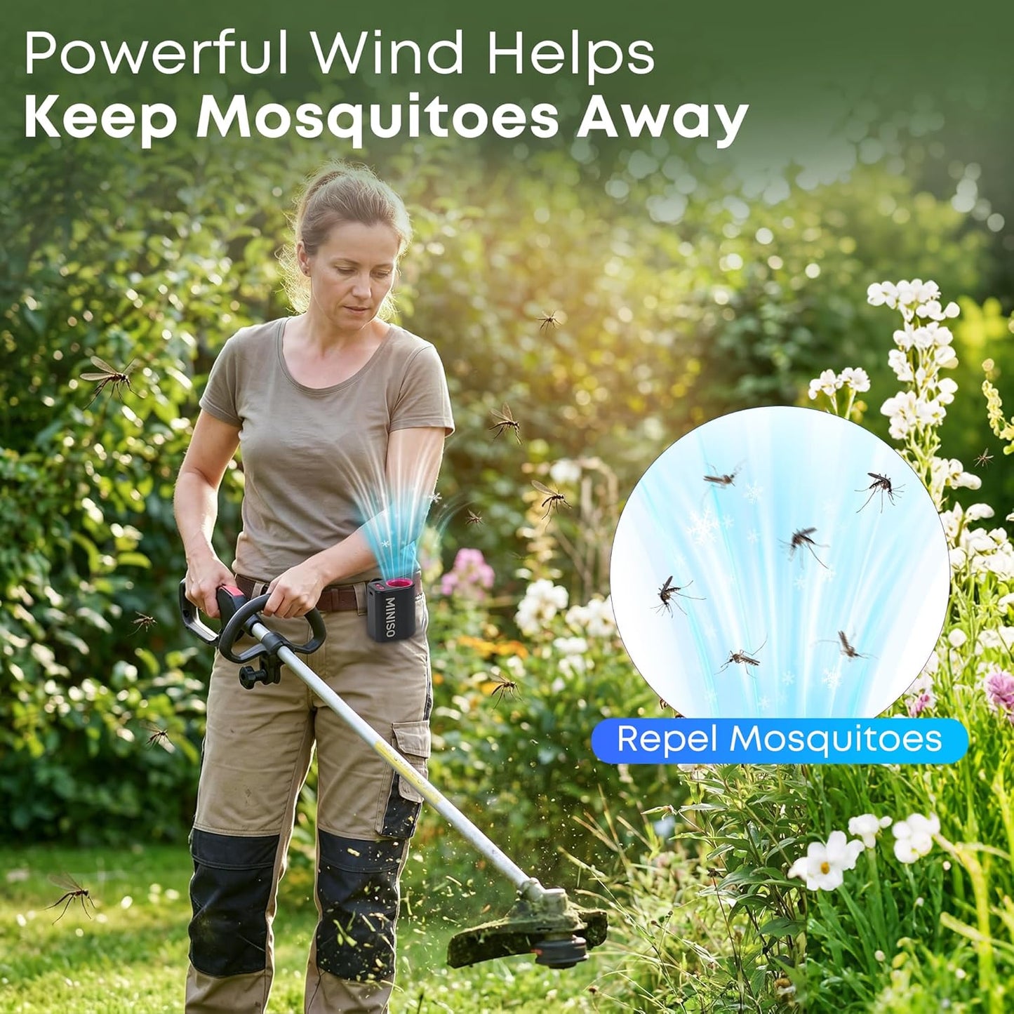 MINISO Clip On Fan Portable, 5-Speed 19500 RPM Strong Airflow Stroller Fan | Personal Fan for Waist & Skirt, Hands-Free Wearable Belt Fan Rechargeable for Travel, Camping, Hiking, Office & Outdoor