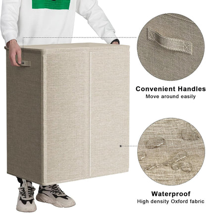 WOWLIVE 180L Laundry Hamper with Lid 3 Section,Large Laundry Basket with Removable Bags and Handles,Collapsible Dirty Clothes Hampers for Laundry,Laundry Basket Organizer for Laundry Room,Dorm,Beige