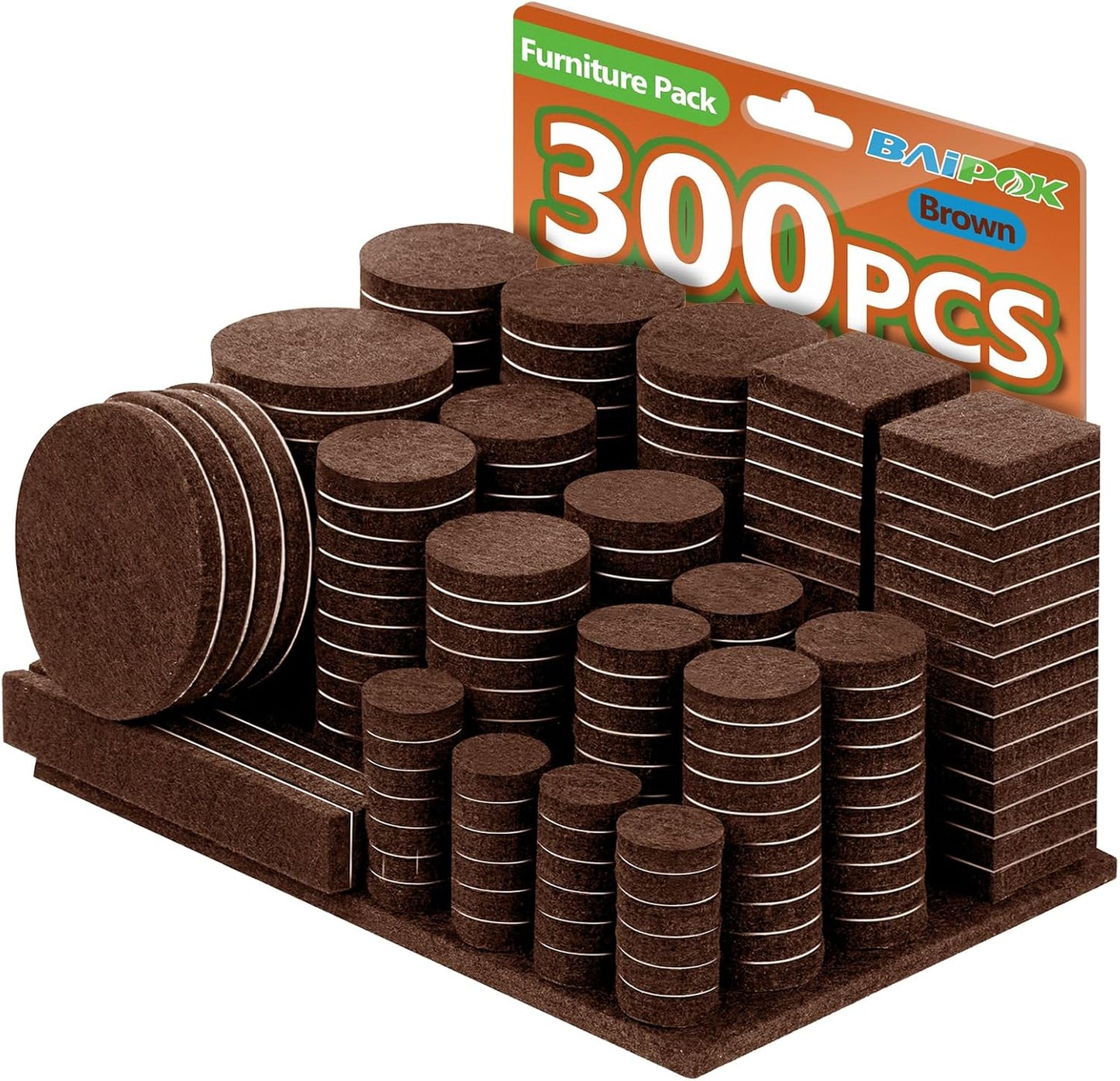 Furniture Pads 300 Pack Premium Furniture Felt Pads (Beige), Huge Quantity Self Adhesive Anti Scratch Floor Protector for Furniture Legs Hardwood with 60 Cabinet Door Bumpers