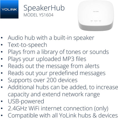 YoLink Smart Home Starter Kit: SpeakerHub & Water Leak Sensor 4 with 105dB Audio Alarm 2-Pack, SMS/Text, Email & Push Notifications, Freeze Warning, LoRa Up to 1/4 Mile Open-Air Range, w/Alexa, IFTTT
