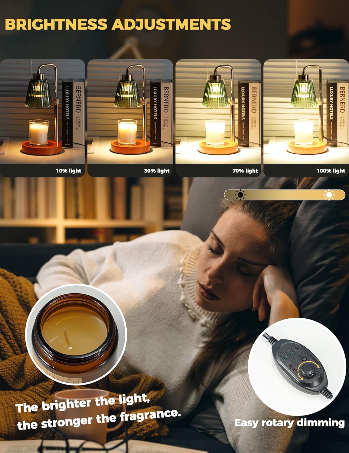 GODONLIF Candle Warmer Lamp with Cycle Timer, Birthday Gifts for Women Mom Her, House Warming Gifts New Home Room Decor, Wax Melt Warmer for Jar Candles with 2 Bulbs