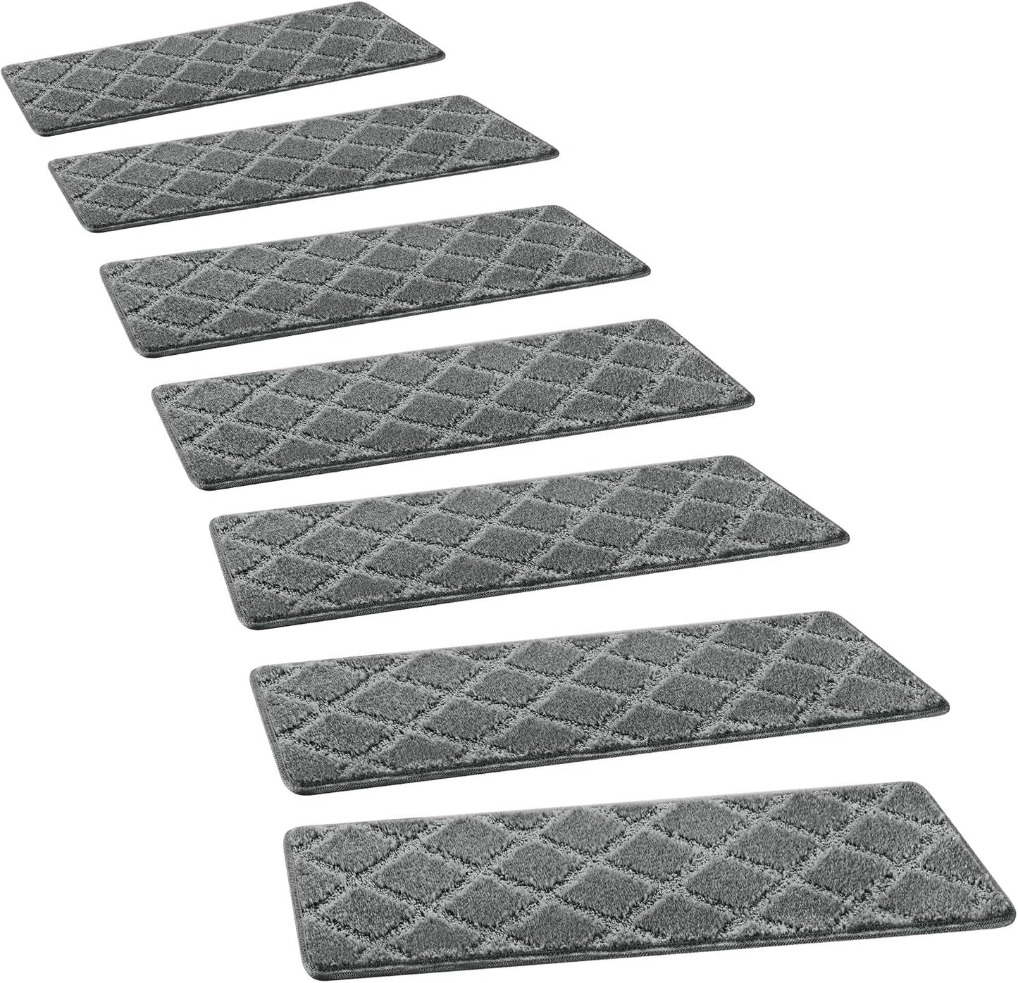 PURE ERA Carpet Stair Treads Tape Free Non Slip Indoor Stair Carpet Stair Protectors Pet-Friendly Non-Slip Skid Resistant Washable Reusable 8" x 30"(2 Pieces,Black)