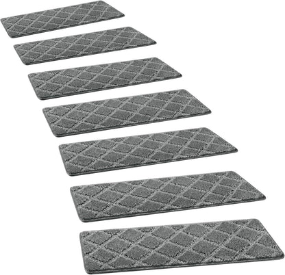 PURE ERA Carpet Stair Treads Tape Free Non Slip Indoor Stair Carpet Stair Protectors Pet-Friendly Non-Slip Skid Resistant Washable Reusable 8" x 30"(2 Pieces,Black)