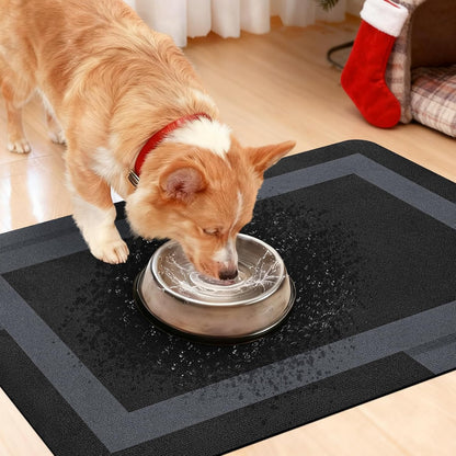 ACCUMTEK Non Slip Bath Mat, Thin Bathroom Rugs Fit Under Door, Quick Dry Bath Mats, Machine Washable Bath Rugs for Bathroom, Bathtub & Kitchen, Grey/Bordered/24 x17