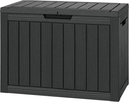 Outdoor Storage Box, 45 Gallon Deck Box with Lockable Lid, Waterproof Resin Storage Bin for Cushions, Garden Tools, Patio Furniture, Grey