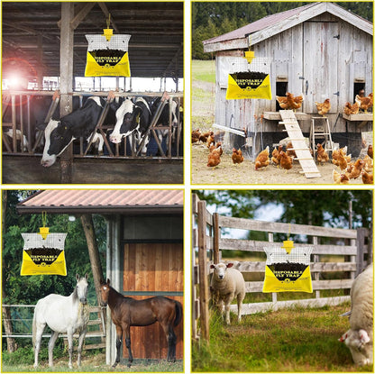 Glovv Fly Traps Outdoor Hanging with Fly Bait, 8 Pack Disposable Bags Hunter Ranch Trap, Pre-Baited Flies Bags Flies Control Bug Catcher Killer Repellent for Stable Horse Barn & Farm, All Filth Flies